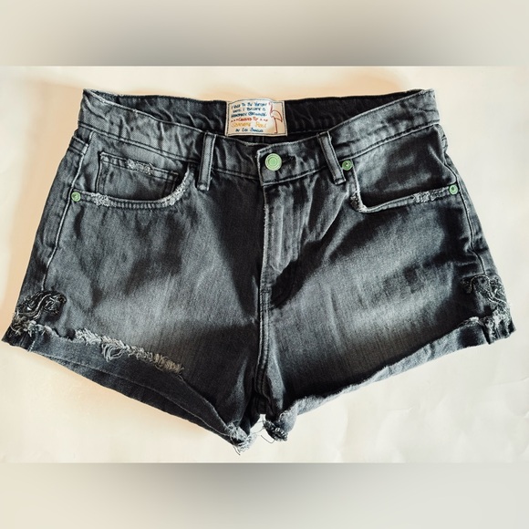Free People x Sandrine Rose High Waist Flamingo Pocket Raw Hem Shorts Size 27 - Picture 13 of 13